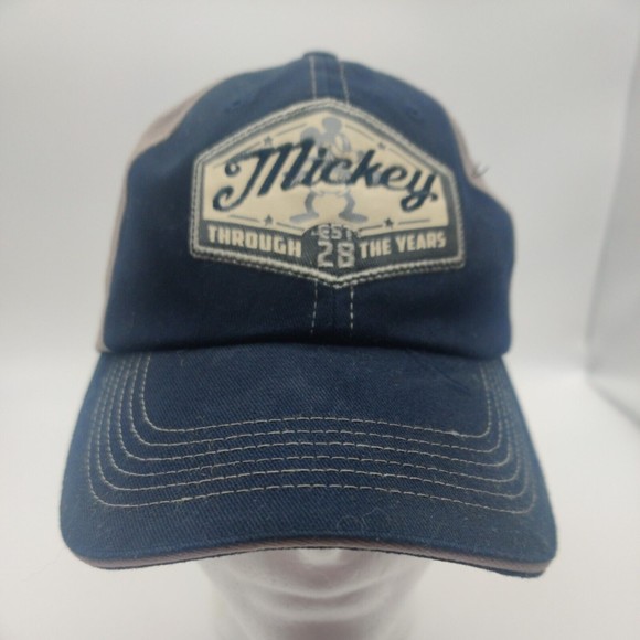 Disney Parks Mickey Mouse Through the Years Baseball Cap  Adjustable Tan Blue - Picture 1 of 9